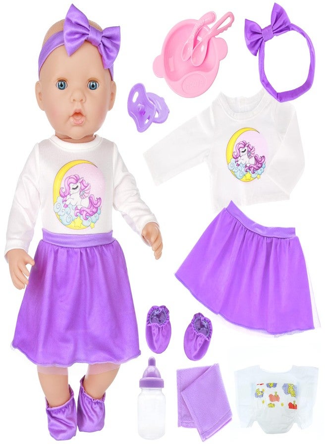 UNICORN ELEMENT Baby Doll Diaper Bag Set with 14-16 Inch Doll Clothes and Accessories Included Bottles, Pacifier, Diaper, Headband Best Gift for Kids - Image 2